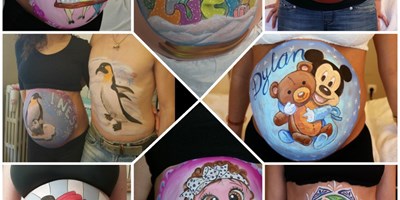 Composición de barrigas de embarazadas en sesiones de body painting